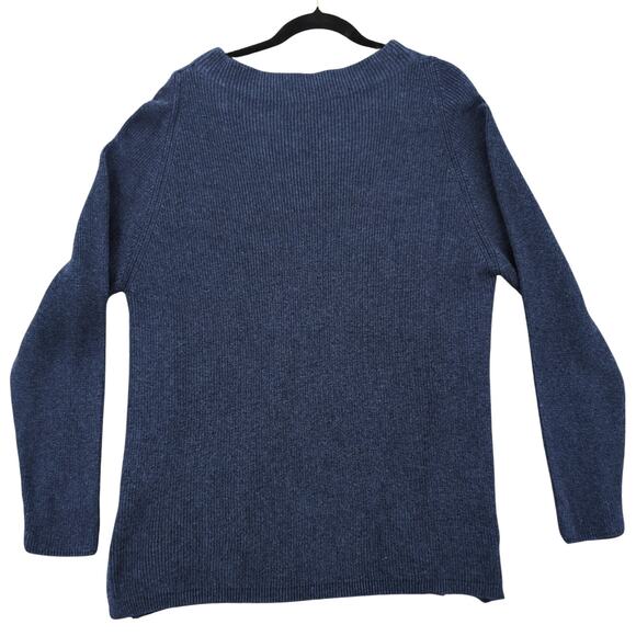 Mansted Sweater Womens XL Blue Fisherman Knit Minimalist Winter Pullover Navy - Picture 2 of 7